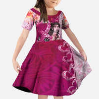 Breast Cancer New Zealand Family Matching Off Shoulder Maxi Dress and Hawaiian Shirt Maori Aotearoa Girl Pink Out