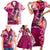 Breast Cancer New Zealand Family Matching Short Sleeve Bodycon Dress and Hawaiian Shirt Maori Aotearoa Girl Pink Out