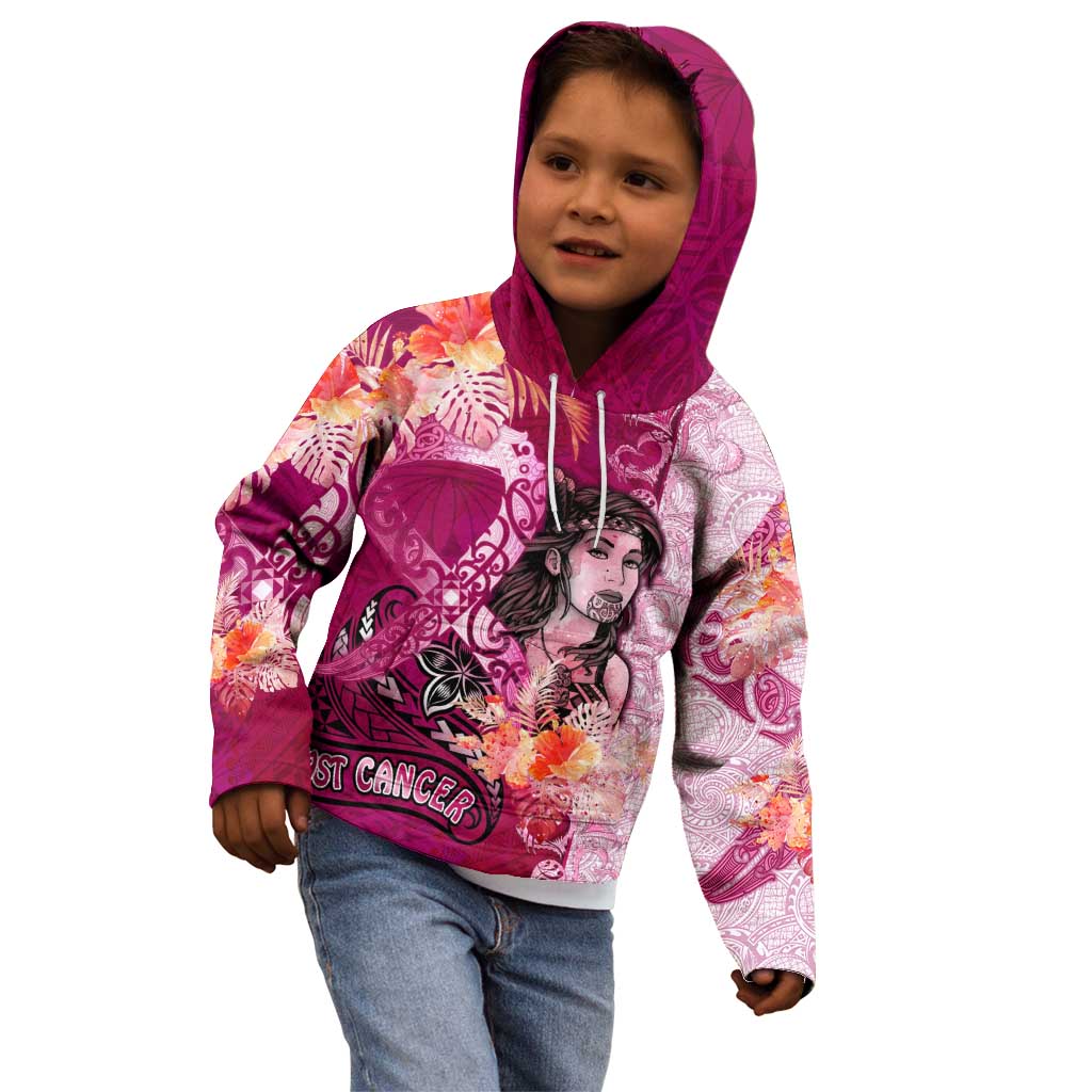Breast Cancer New Zealand Kid Hoodie Maori Aotearoa Girl Pink Out