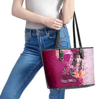 Breast Cancer New Zealand Leather Tote Bag Maori Aotearoa Girl Pink Out