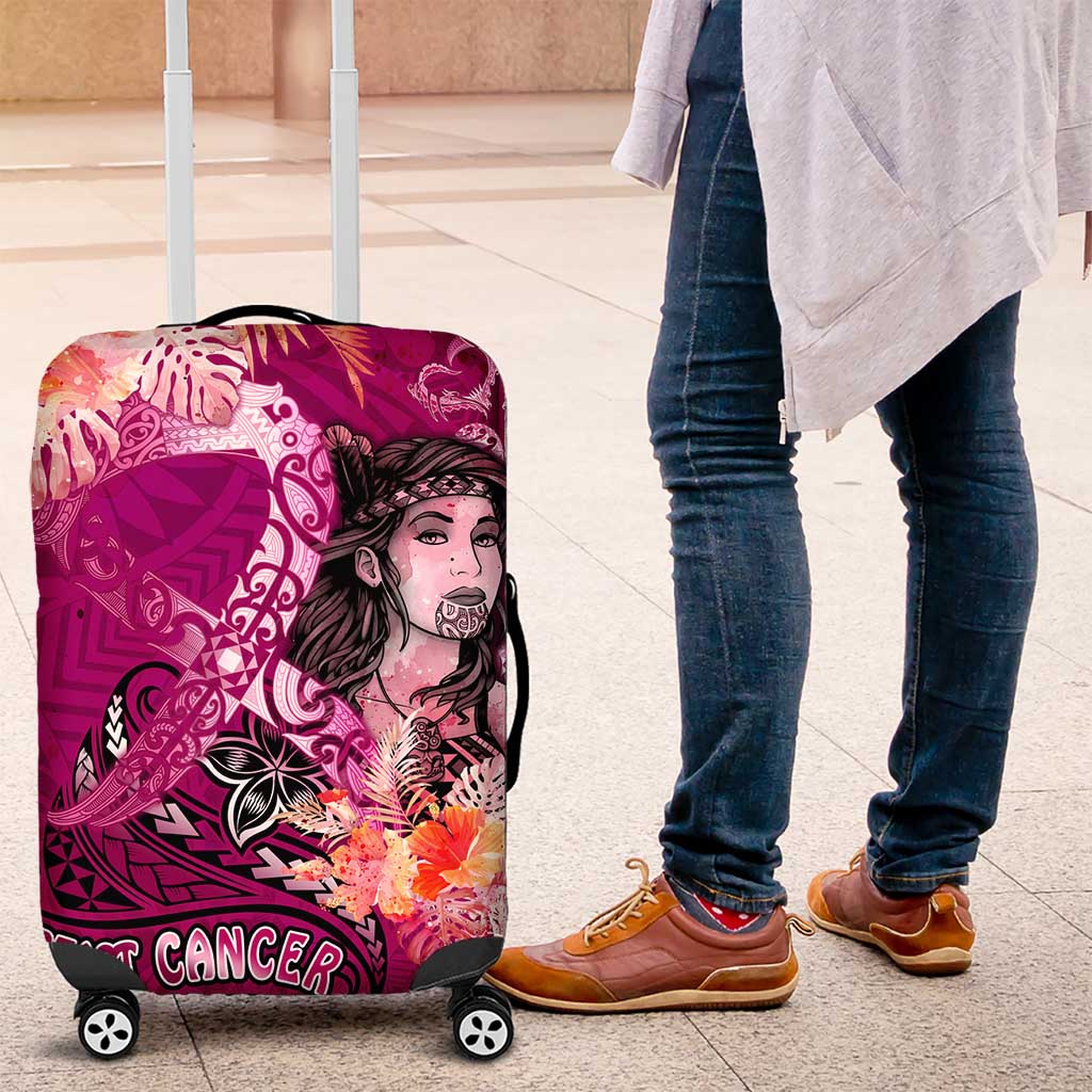 Breast Cancer New Zealand Luggage Cover Maori Aotearoa Girl Pink Out