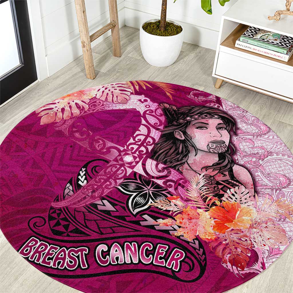 Breast Cancer New Zealand Round Carpet Maori Aotearoa Girl Pink Out
