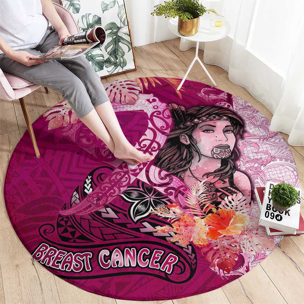 Breast Cancer New Zealand Round Carpet Maori Aotearoa Girl Pink Out