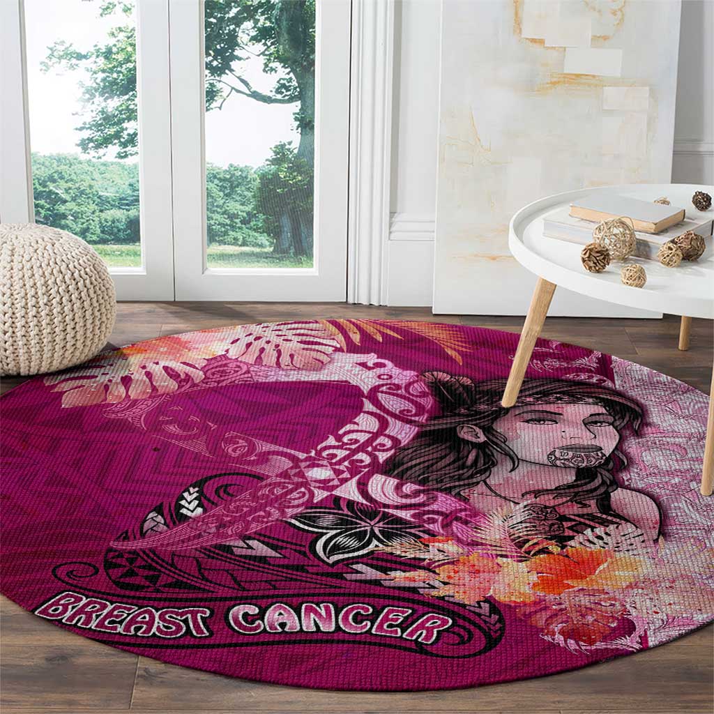 Breast Cancer New Zealand Round Carpet Maori Aotearoa Girl Pink Out