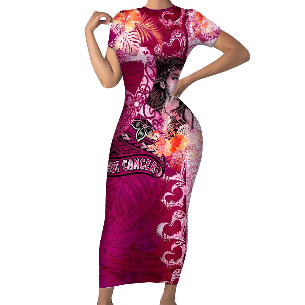 Breast Cancer New Zealand Short Sleeve Bodycon Dress Maori Aotearoa Girl Pink Out