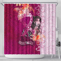 Breast Cancer New Zealand Shower Curtain Maori Aotearoa Girl Pink Out