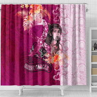 Breast Cancer New Zealand Shower Curtain Maori Aotearoa Girl Pink Out