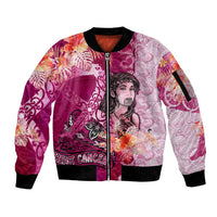 Breast Cancer New Zealand Sleeve Zip Bomber Jacket Maori Aotearoa Girl Pink Out
