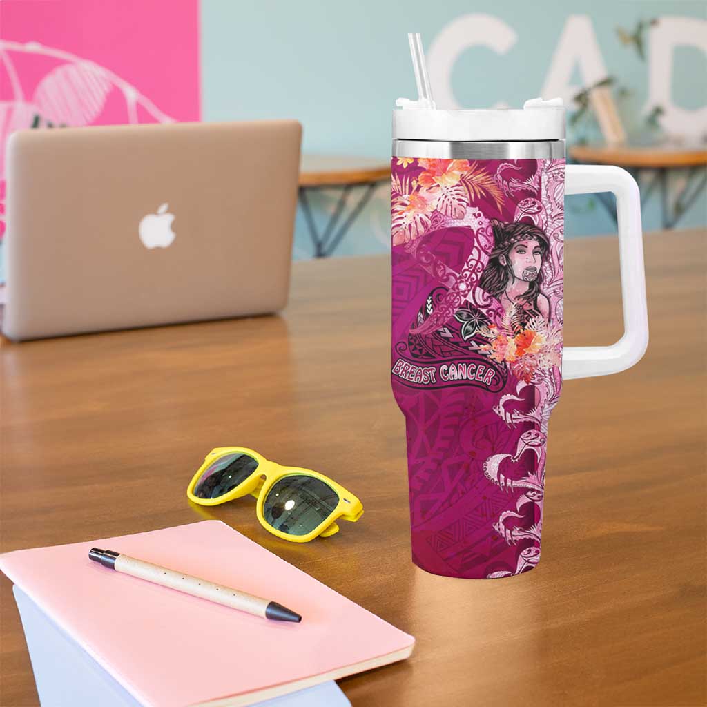 Breast Cancer New Zealand Tumbler With Handle Maori Aotearoa Girl Pink Out
