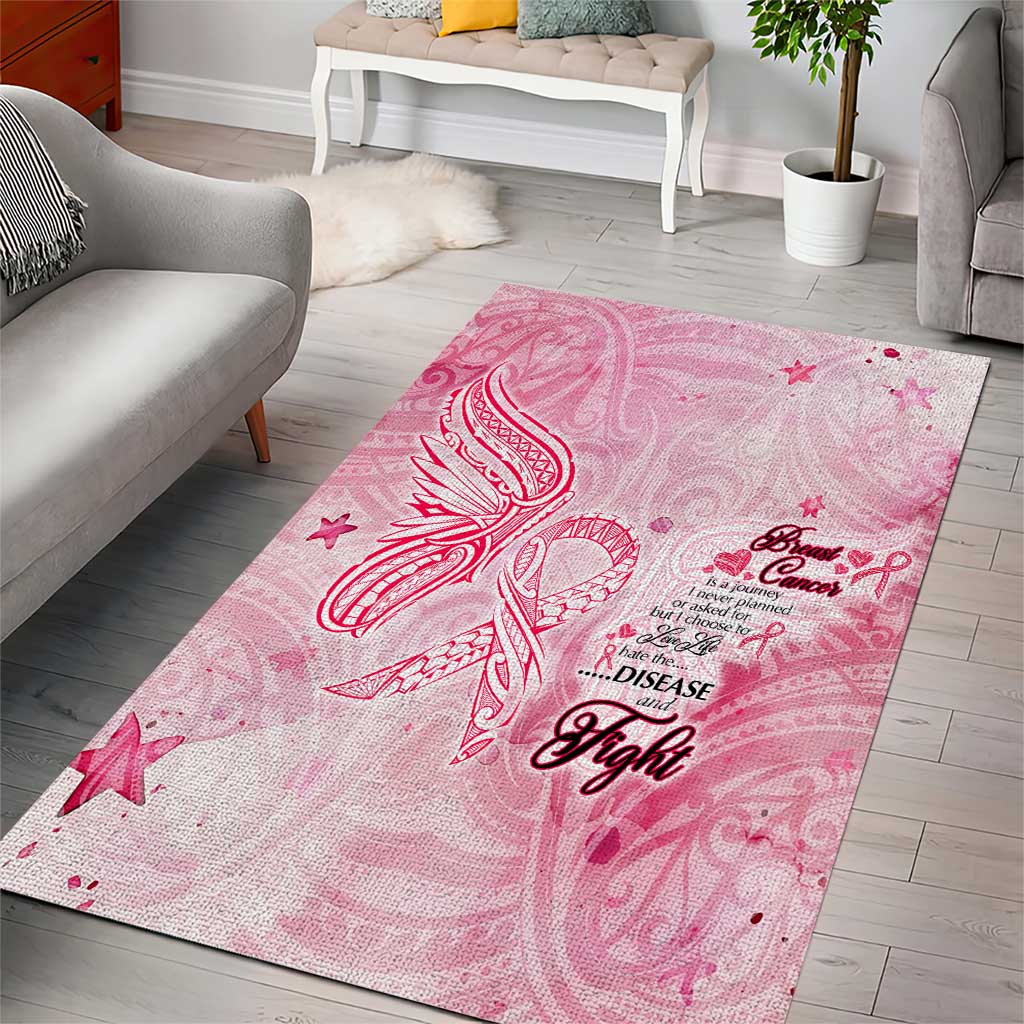 Breast Cancer Awareness Month Area Rug Butterfly Polynesia Watercolor Pink