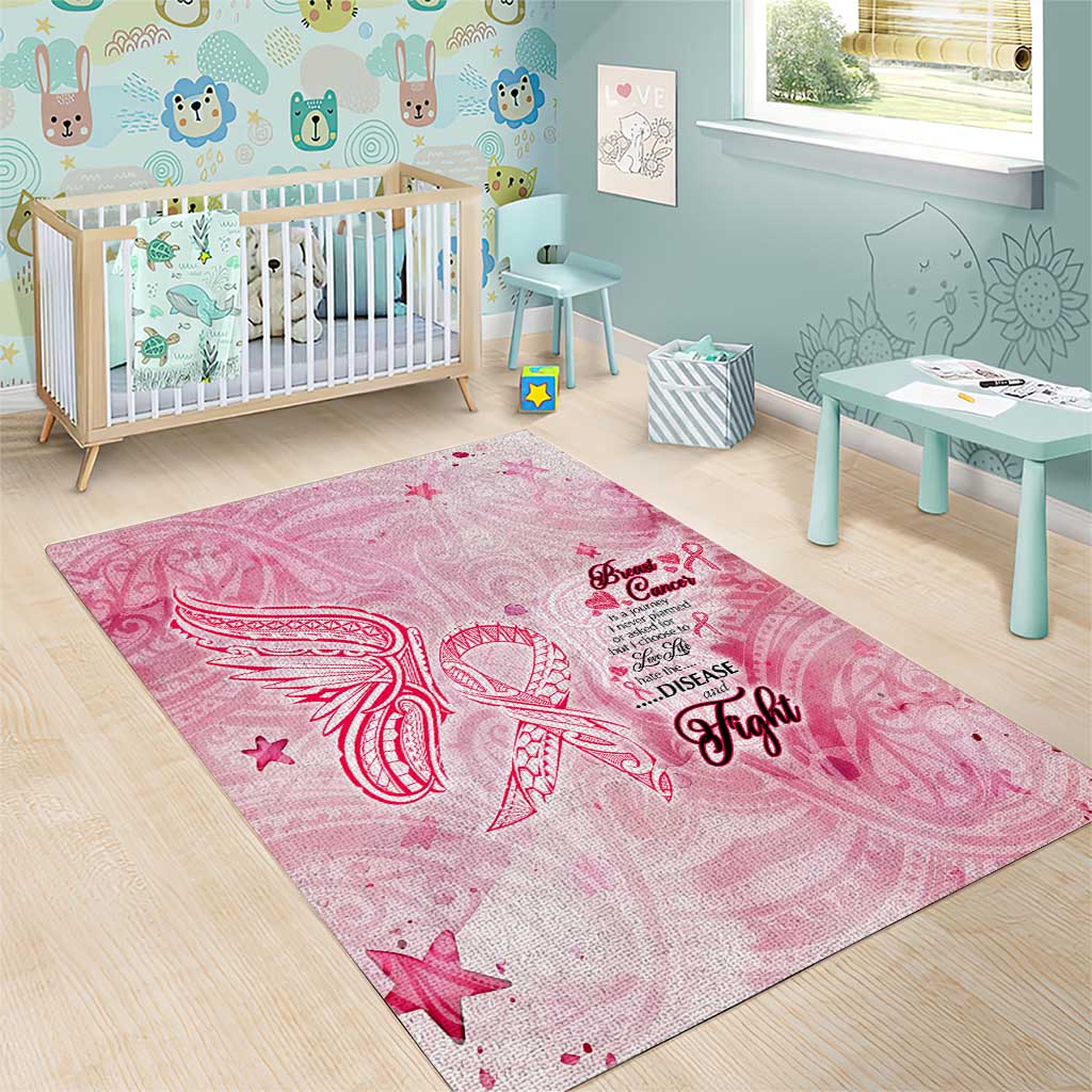 Breast Cancer Awareness Month Area Rug Butterfly Polynesia Watercolor Pink