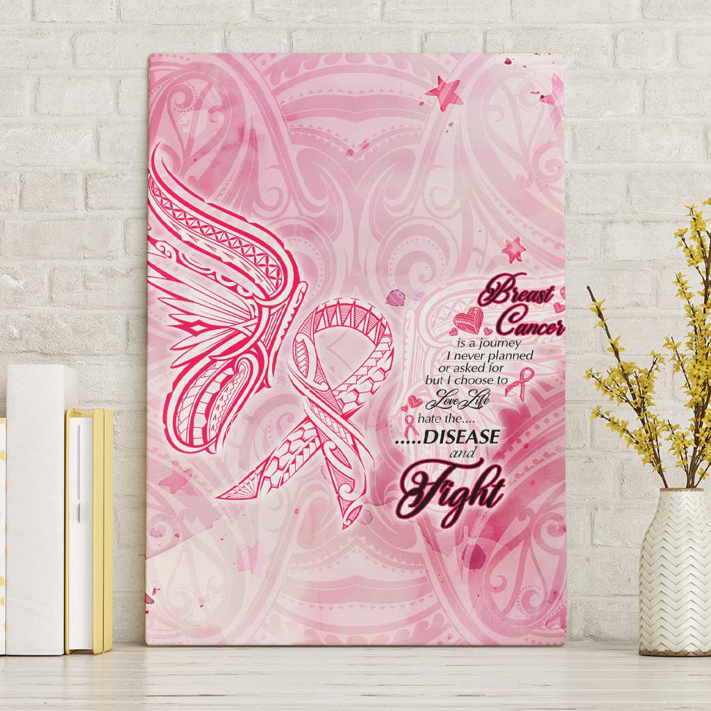 Breast Cancer Awareness Month Canvas Wall Art Butterfly Polynesia Watercolor Pink DT02 Without Frame Pink - Polynesian Pride
