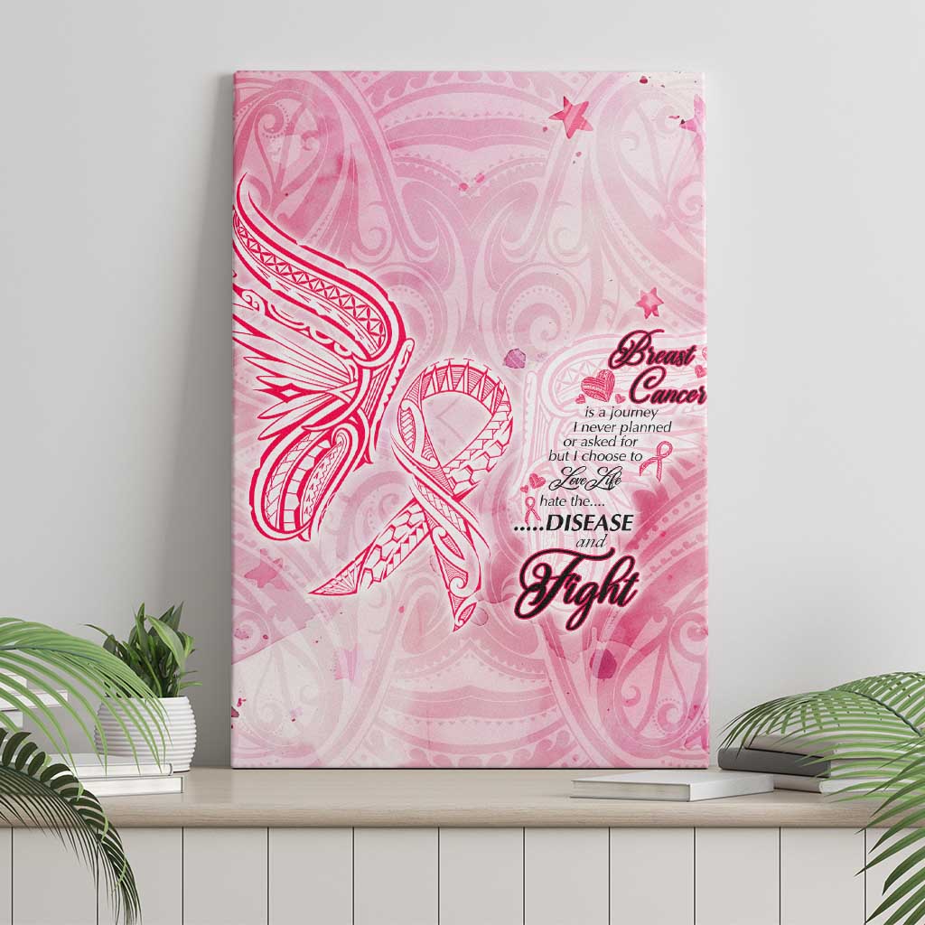 Breast Cancer Awareness Month Canvas Wall Art Butterfly Polynesia Watercolor Pink DT02 - Polynesian Pride
