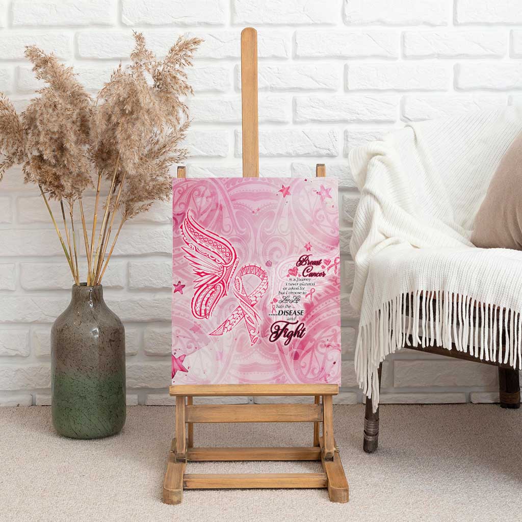 Breast Cancer Awareness Month Canvas Wall Art Butterfly Polynesia Watercolor Pink DT02 - Polynesian Pride