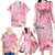 Breast Cancer Awareness Month Family Matching Long Sleeve Bodycon Dress and Hawaiian Shirt Butterfly Polynesia Watercolor Pink