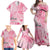 Breast Cancer Awareness Month Family Matching Off Shoulder Maxi Dress and Hawaiian Shirt Butterfly Polynesia Watercolor Pink