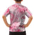 Breast Cancer Awareness Month Family Matching Off Shoulder Short Dress and Hawaiian Shirt Butterfly Polynesia Watercolor Pink