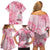 Breast Cancer Awareness Month Family Matching Off Shoulder Short Dress and Hawaiian Shirt Butterfly Polynesia Watercolor Pink