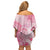 Breast Cancer Awareness Month Family Matching Off Shoulder Short Dress and Hawaiian Shirt Butterfly Polynesia Watercolor Pink