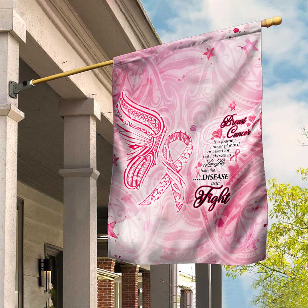 Breast Cancer Awareness Month Garden Flag Butterfly Polynesia Watercolor Pink DT02 House Flag Pink - Polynesian Pride