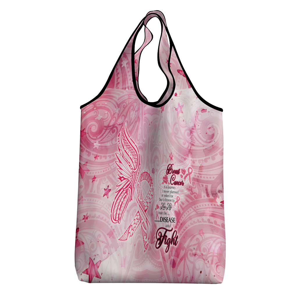 Breast Cancer Awareness Month Grocery Bag Butterfly Polynesia Watercolor Pink