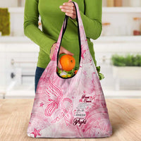 Breast Cancer Awareness Month Grocery Bag Butterfly Polynesia Watercolor Pink