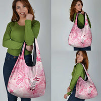 Breast Cancer Awareness Month Grocery Bag Butterfly Polynesia Watercolor Pink