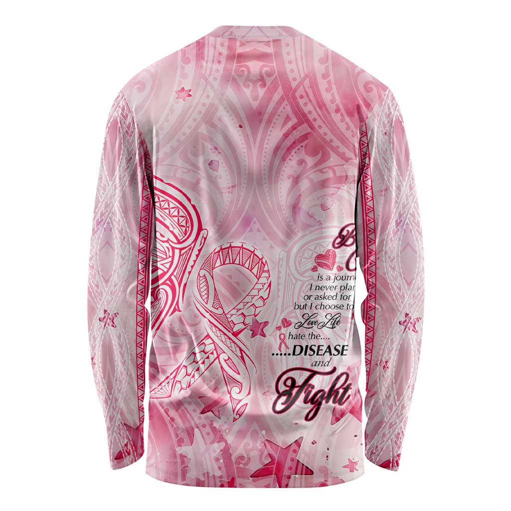 Breast Cancer Awareness Month Long Sleeve Shirt Butterfly Polynesia Watercolor Pink DT02 - Polynesian Pride
