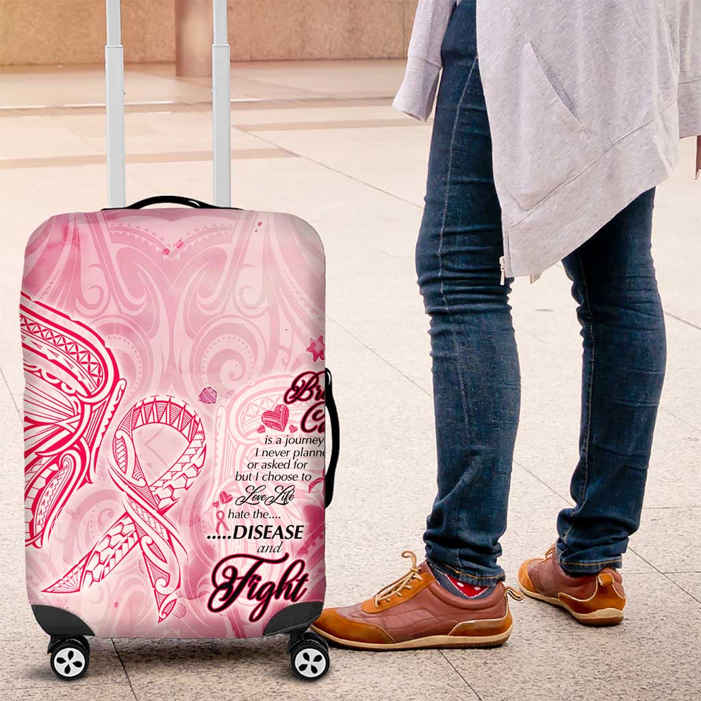 Breast Cancer Awareness Month Luggage Cover Butterfly Polynesia Watercolor Pink