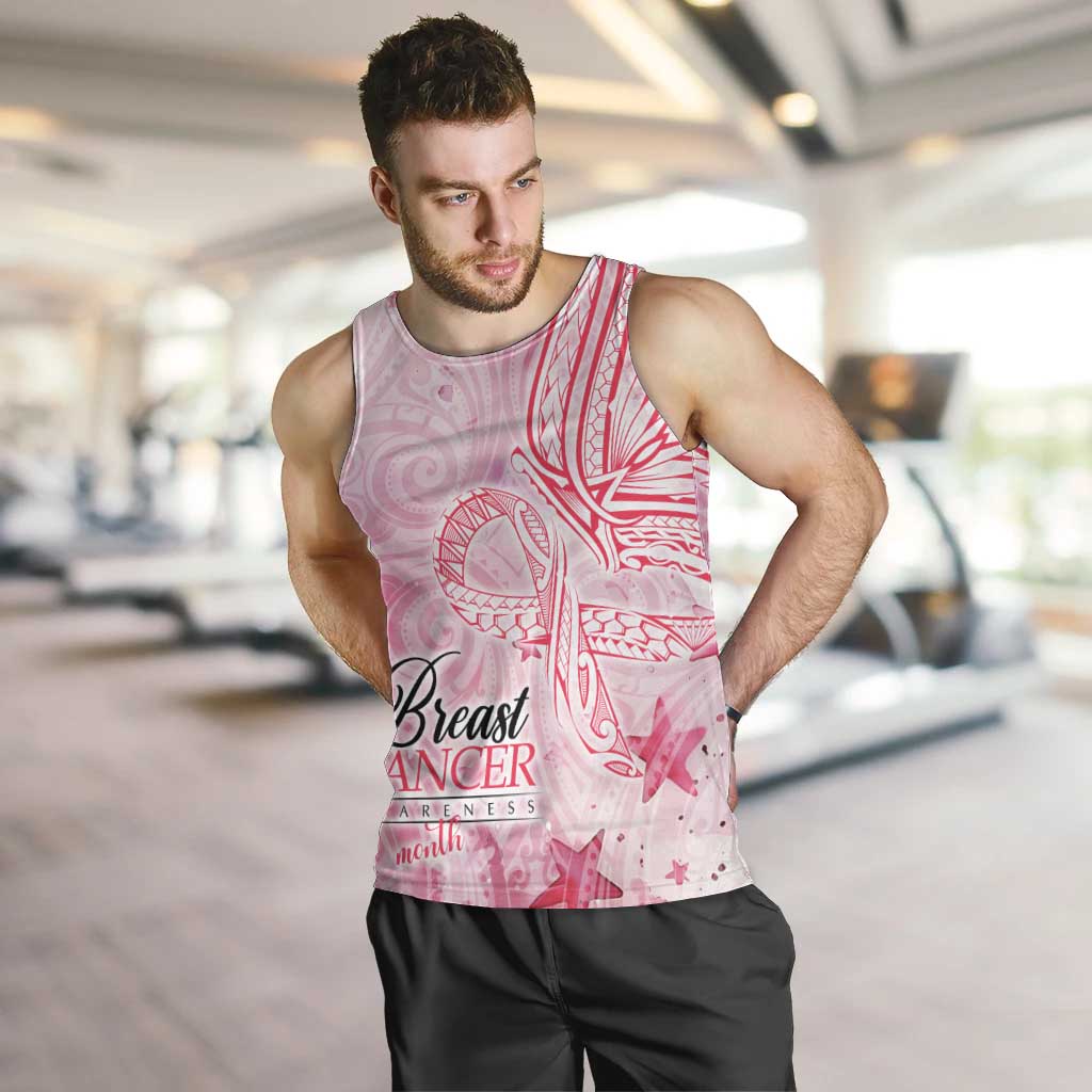 Breast Cancer Awareness Month Men Tank Top Butterfly Polynesia Watercolor Pink DT02 Pink - Polynesian Pride