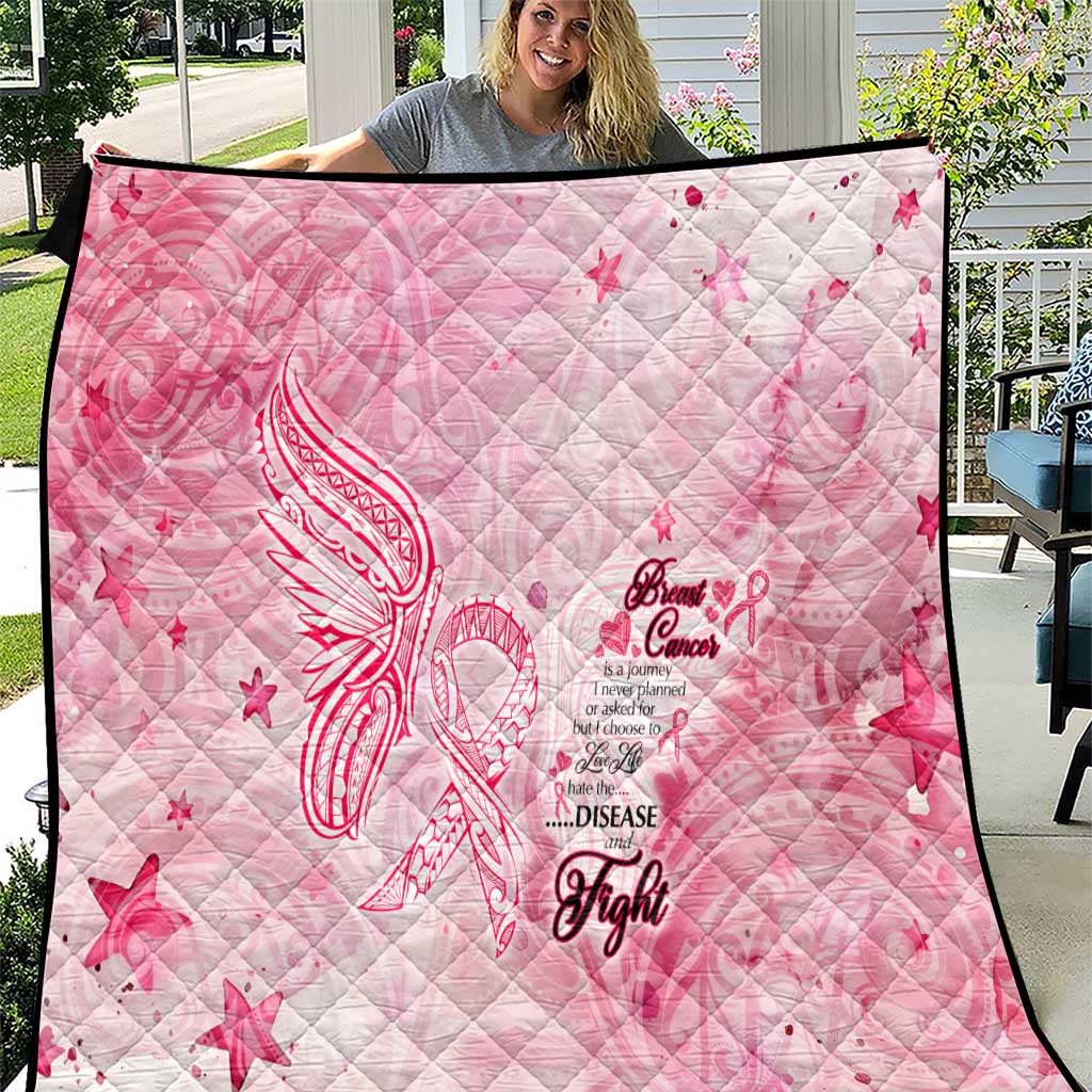 Breast Cancer Awareness Month Quilt Butterfly Polynesia Watercolor Pink