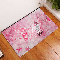 Breast Cancer Awareness Month Rubber Doormat Butterfly Polynesia Watercolor Pink DT02 - Polynesian Pride