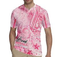 Breast Cancer Awareness Month Rugby Jersey Butterfly Polynesia Watercolor Pink