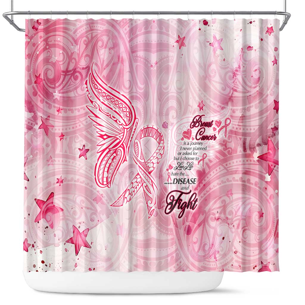 Breast Cancer Awareness Month Shower Curtain Butterfly Polynesia Watercolor Pink
