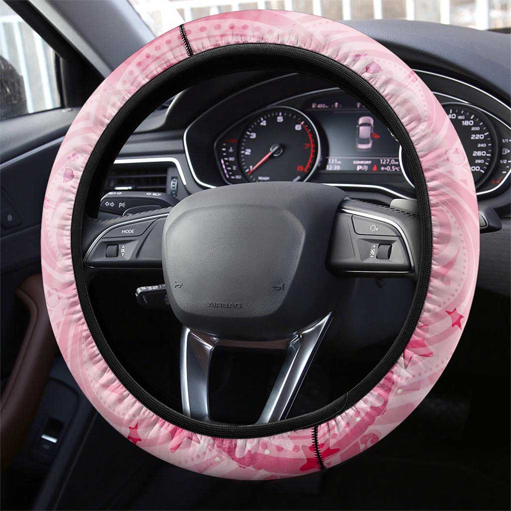 Breast Cancer Awareness Month Steering Wheel Cover Butterfly Polynesia Watercolor Pink DT02 - Polynesian Pride