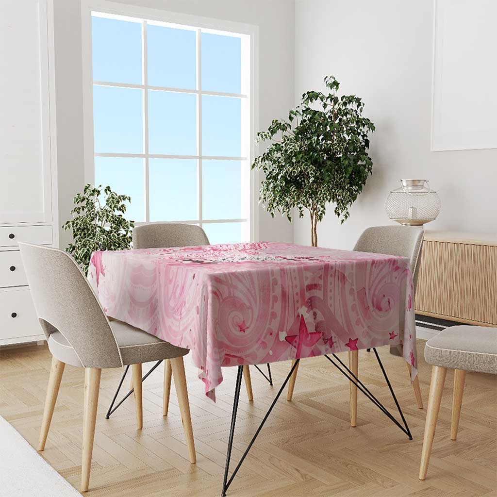 Breast Cancer Awareness Month Tablecloth Butterfly Polynesia Watercolor Pink DT02 - Polynesian Pride