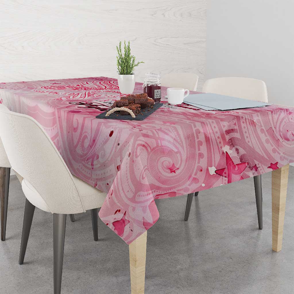 Breast Cancer Awareness Month Tablecloth Butterfly Polynesia Watercolor Pink DT02 - Polynesian Pride