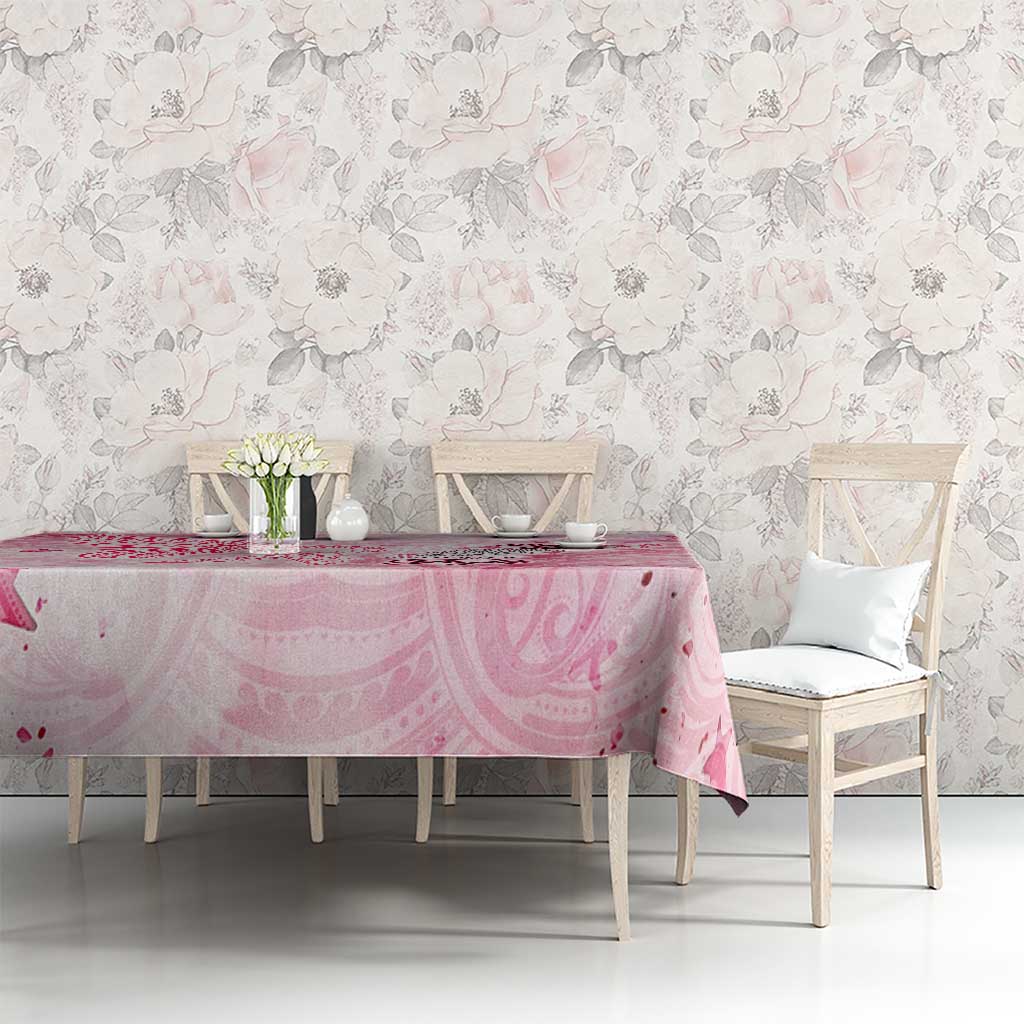 Breast Cancer Awareness Month Tablecloth Butterfly Polynesia Watercolor Pink DT02 - Polynesian Pride