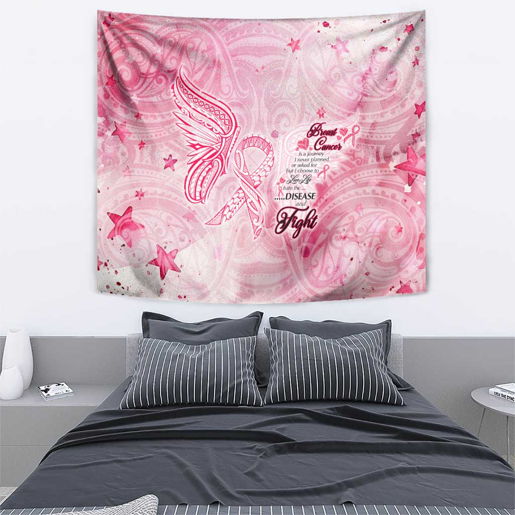 Breast Cancer Awareness Month Tapestry Butterfly Polynesia Watercolor Pink