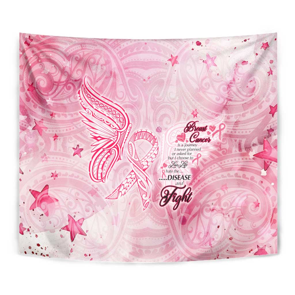 Breast Cancer Awareness Month Tapestry Butterfly Polynesia Watercolor Pink