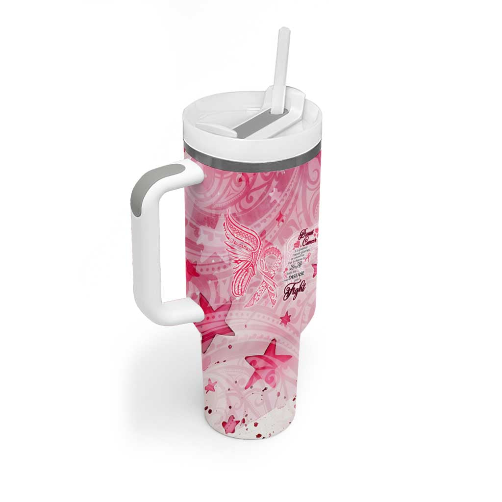 Breast Cancer Awareness Month Tumbler With Handle Butterfly Polynesia Watercolor Pink