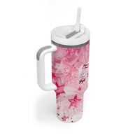 Breast Cancer Awareness Month Tumbler With Handle Butterfly Polynesia Watercolor Pink