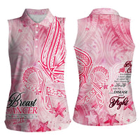 Breast Cancer Awareness Month Women Sleeveless Polo Shirt Butterfly Polynesia Watercolor Pink