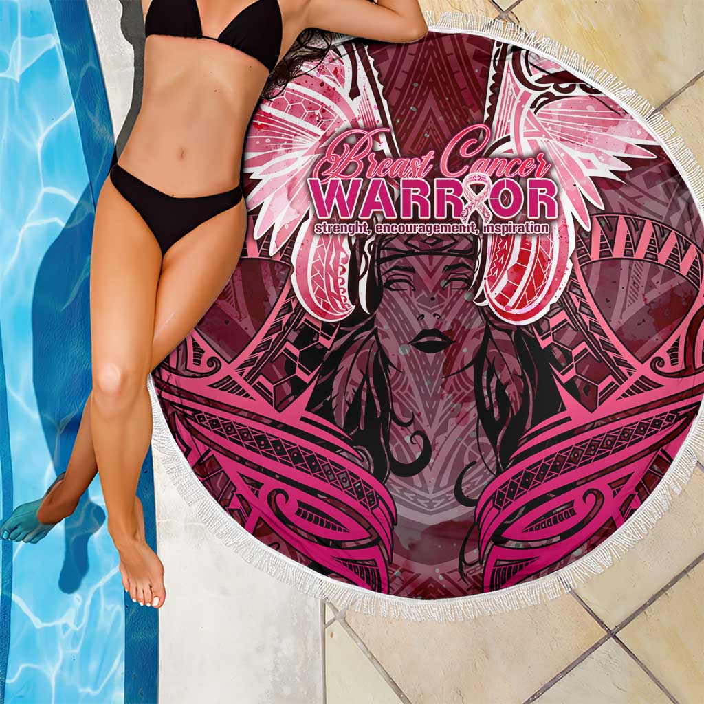 Breast Cancer Warrior Beach Blanket Angel Wings Polynesian Pattern DT02 - Polynesian Pride