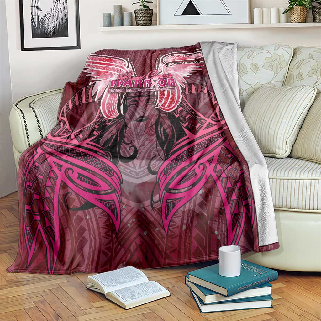 Breast Cancer Warrior Blanket Angel Wings Polynesian Pattern DT02 Pink - Polynesian Pride