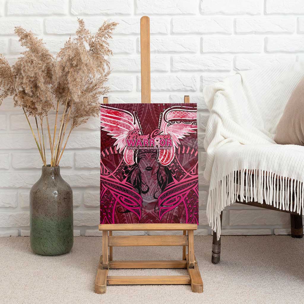 Breast Cancer Warrior Canvas Wall Art Angel Wings Polynesian Pattern DT02 - Polynesian Pride