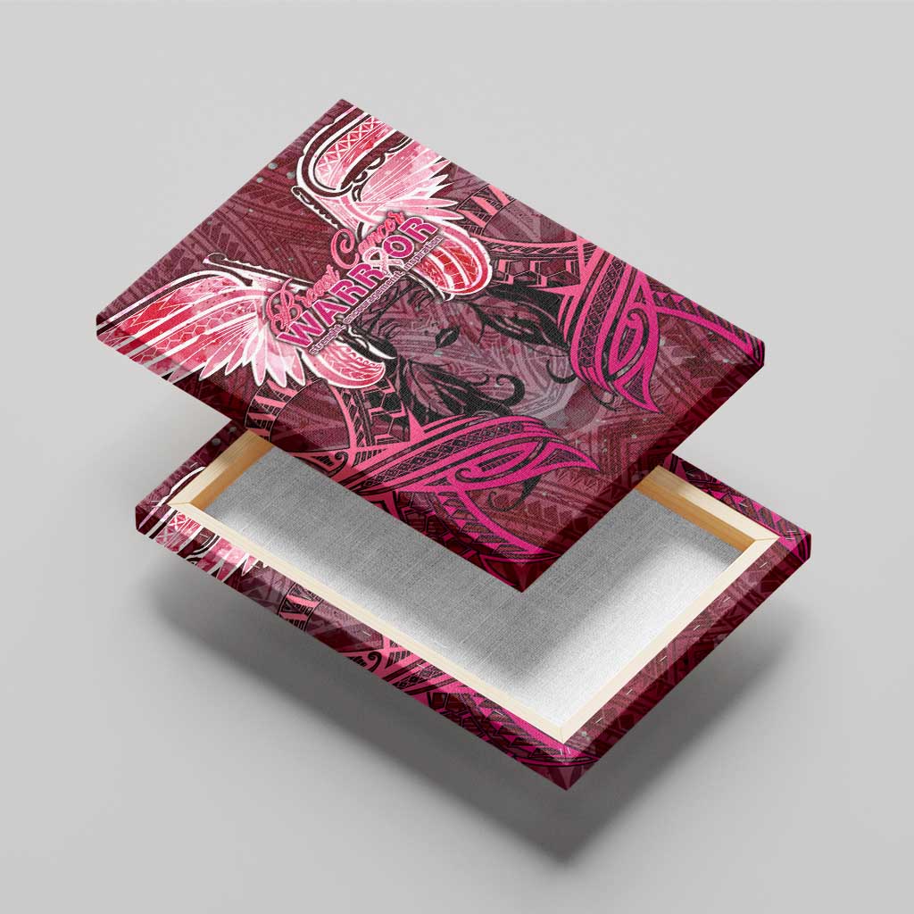 Breast Cancer Warrior Canvas Wall Art Angel Wings Polynesian Pattern DT02 - Polynesian Pride