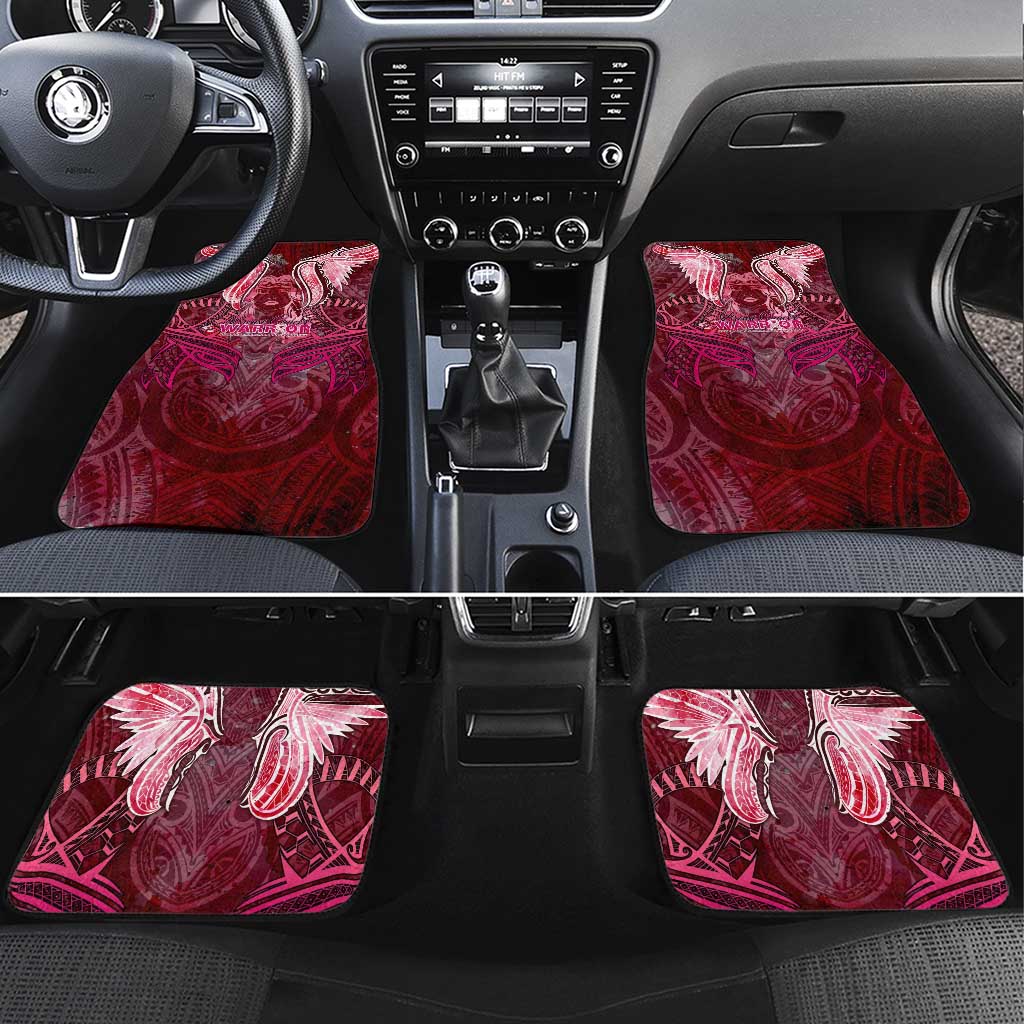Breast Cancer Warrior Car Mats Angel Wings Polynesian Pattern DT02 Set 4pcs Pink - Polynesian Pride