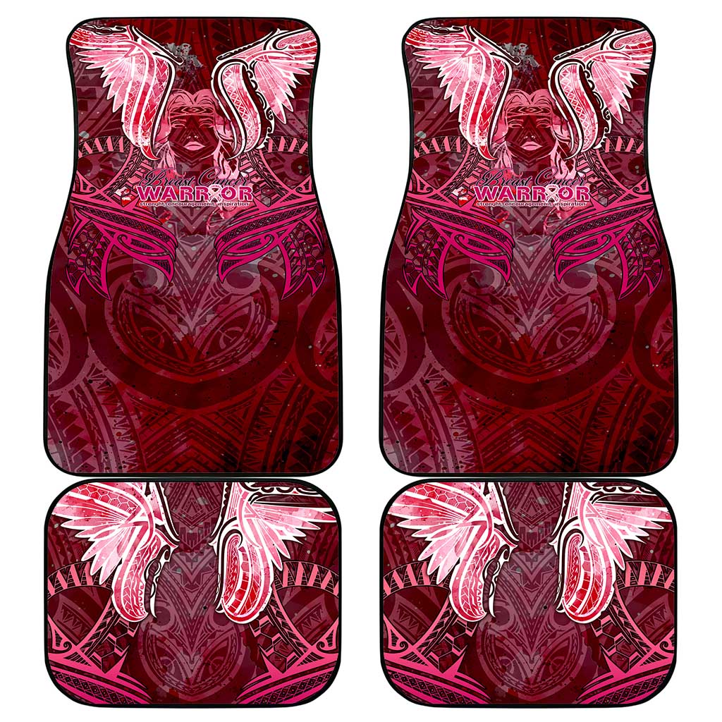 Breast Cancer Warrior Car Mats Angel Wings Polynesian Pattern DT02 - Polynesian Pride