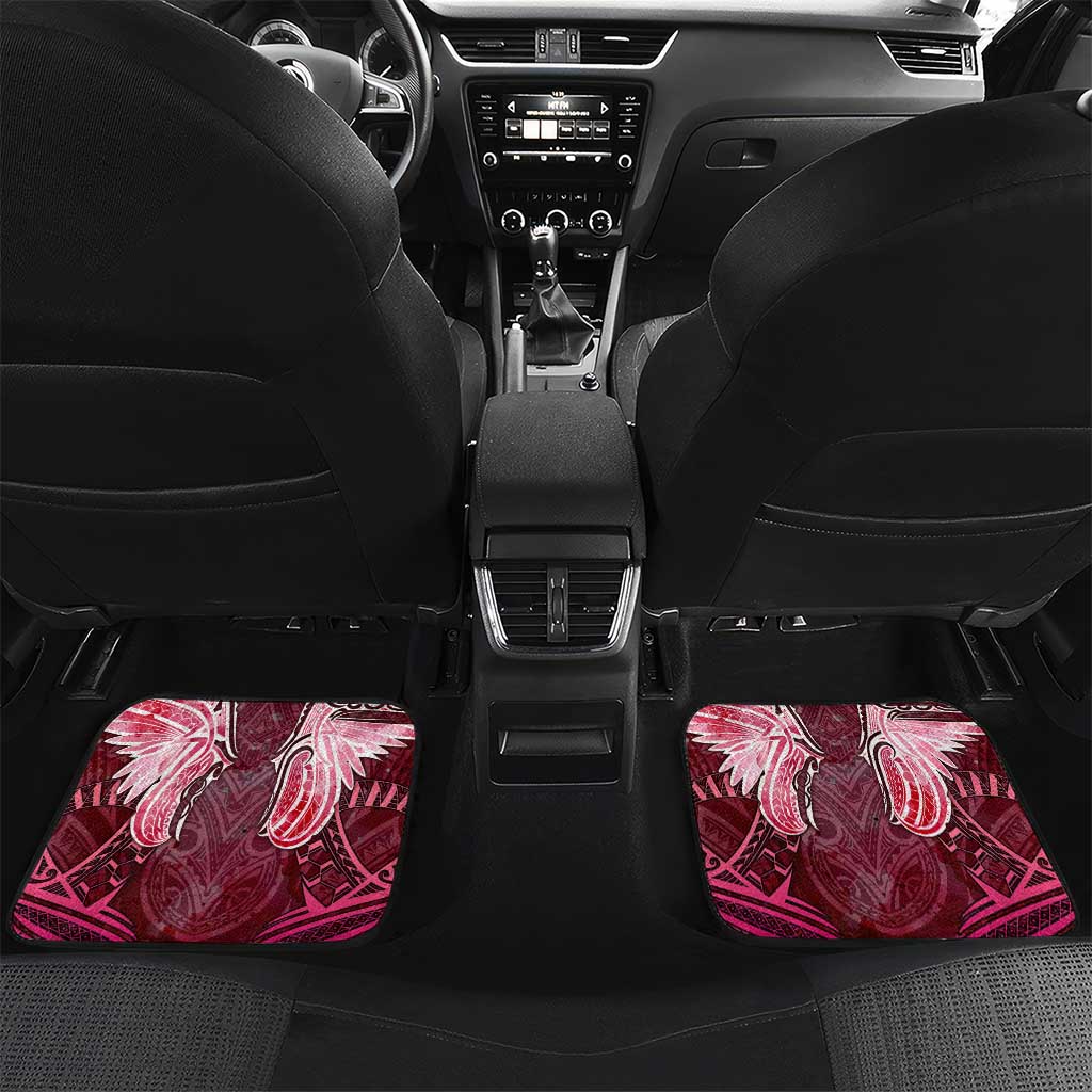 Breast Cancer Warrior Car Mats Angel Wings Polynesian Pattern DT02 Set 2pcs - Back Pink - Polynesian Pride